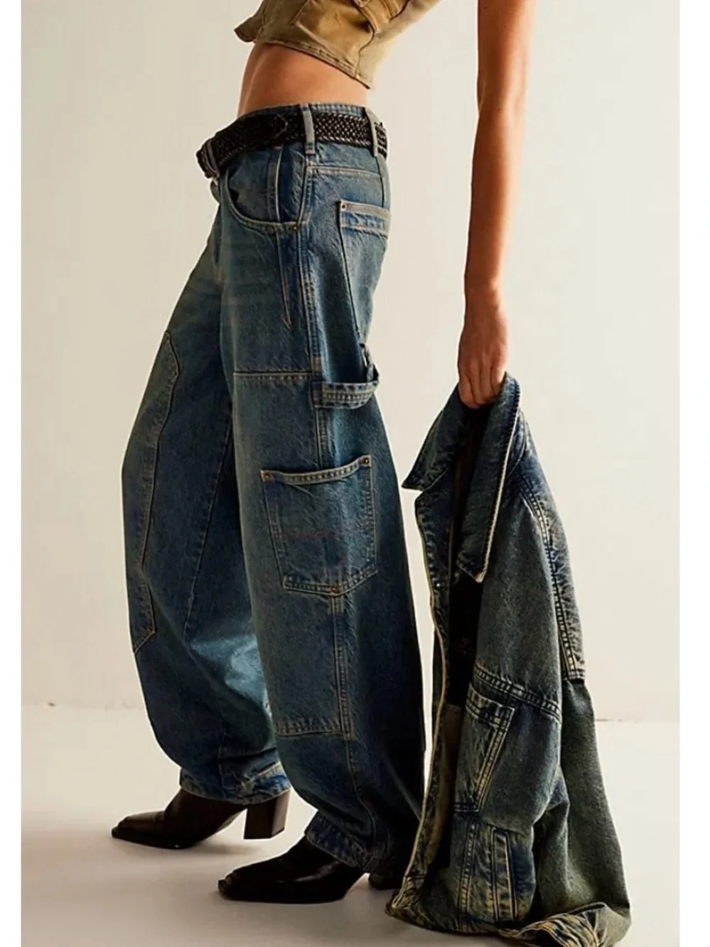 NWOT Free People Loren Carpenter Barrel Jeans - Picture 2 of 14
